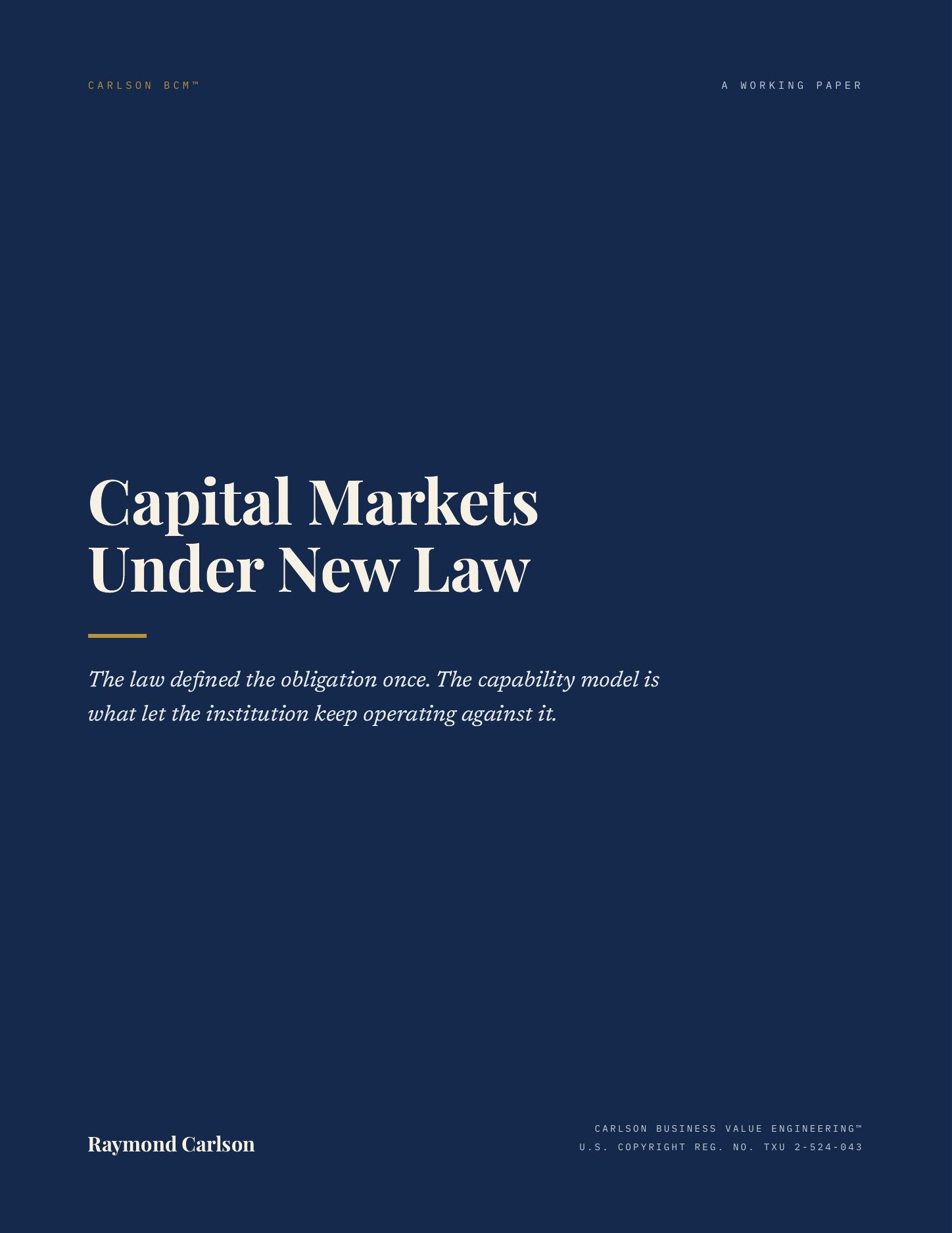 Capital Markets Under New Law, page 1