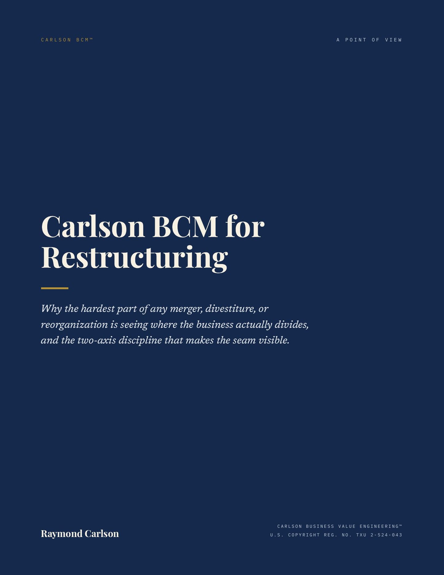Carlson BCM for Restructuring, page 1