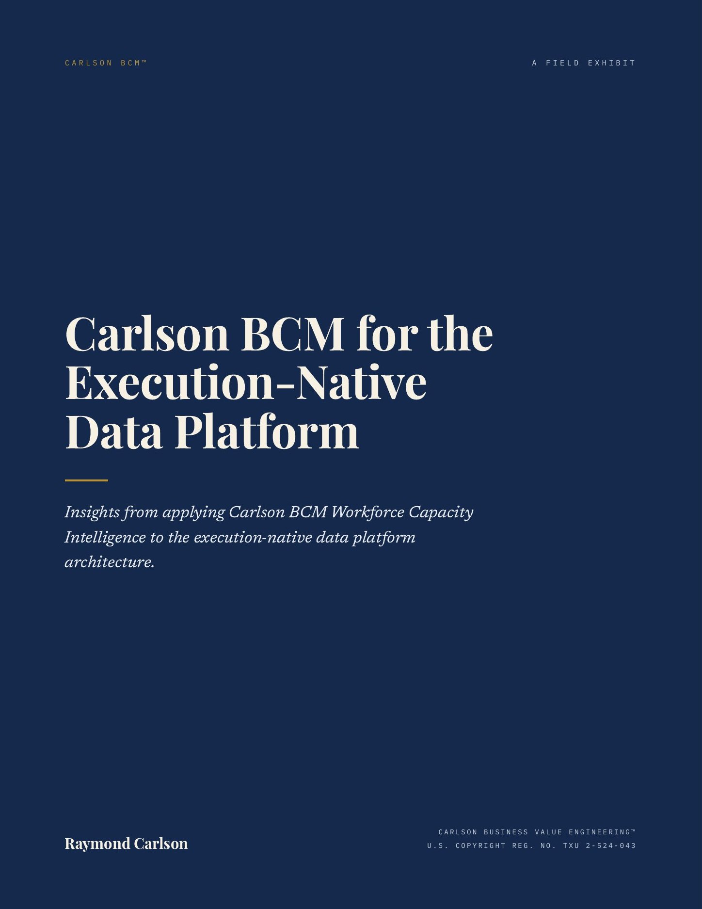 Carlson BCM for the Execution-Native Data Platform, page 1