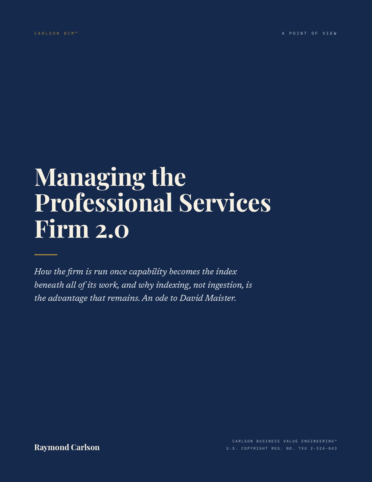 Managing the Professional Services Firm 2.0, page 1