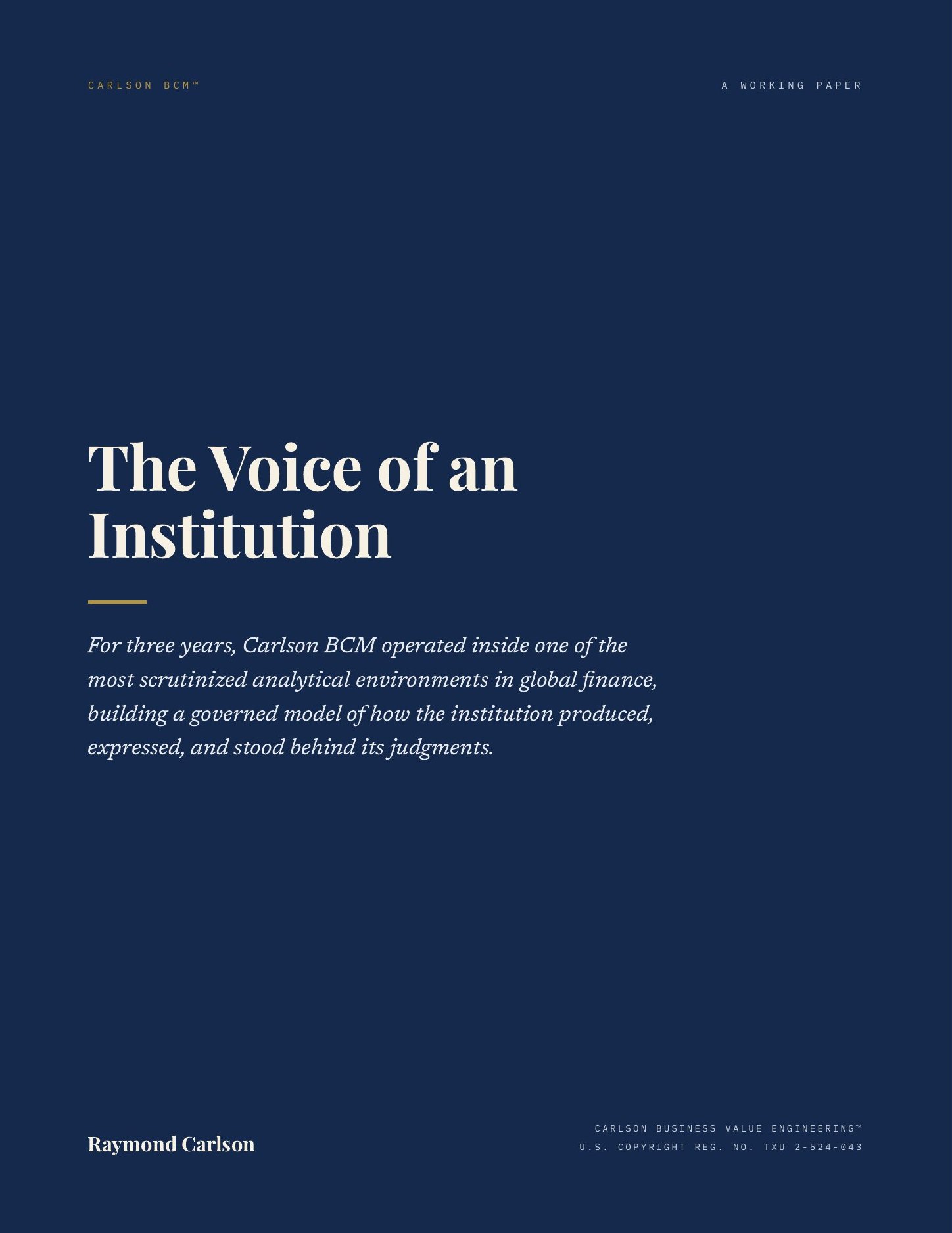 The Voice of an Institution, page 1